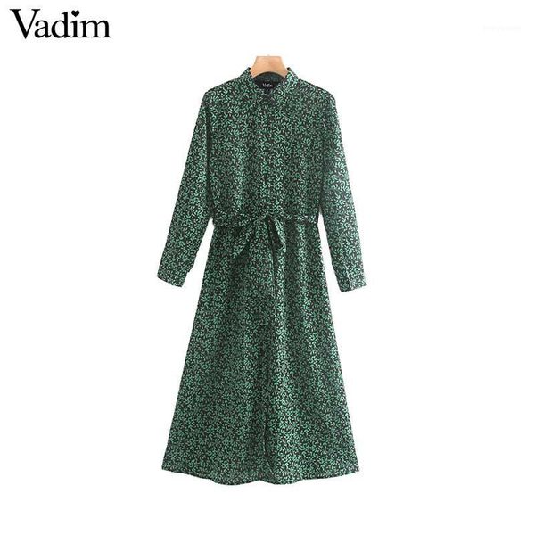 vadim women retro print midi dress sashes long sleeve turn down collar female casual vintage mid calf dresses vestidos qc6961, Black;gray
vadim women retro print midi dress sashes long sleeve turn down collar female casual vintage mid calf dresses vestidos qc6961, Black;gray