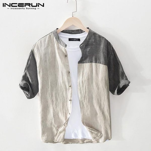 incerun man leisure camisa fashion patchwork shirts men short sleeve stand collar blusas vintage cotton breathable blouse s-5xl1, White;black
incerun man leisure camisa fashion patchwork shirts men short sleeve stand collar blusas vintage cotton breathable blouse s-5xl1, White;black