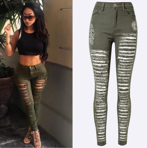 women denim skinny faux jeans high waist ripped pants lady girl stretch destroyed long pencil trousers, Blue
women denim skinny faux jeans high waist ripped pants lady girl stretch destroyed long pencil trousers, Blue