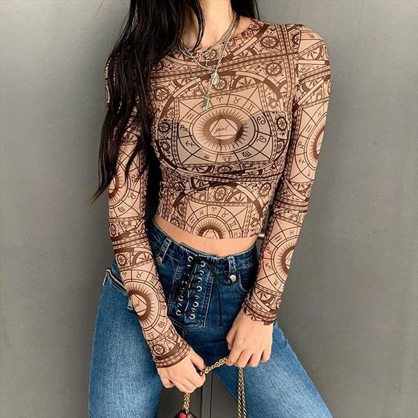 2020 brown vintage printing long sleeve shirt women mesh short slim see through girls clothing o neck new casual spring, White
2020 brown vintage printing long sleeve shirt women mesh short slim see through girls clothing o neck new casual spring, White