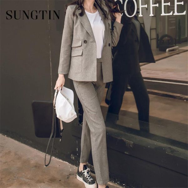 women's two piece pants sungtin spring 2 sets women office lady blazer suits autumn elegant work female casual double breasted business, White
women's two piece pants sungtin spring 2 sets women office lady blazer suits autumn elegant work female casual double breasted business, White
