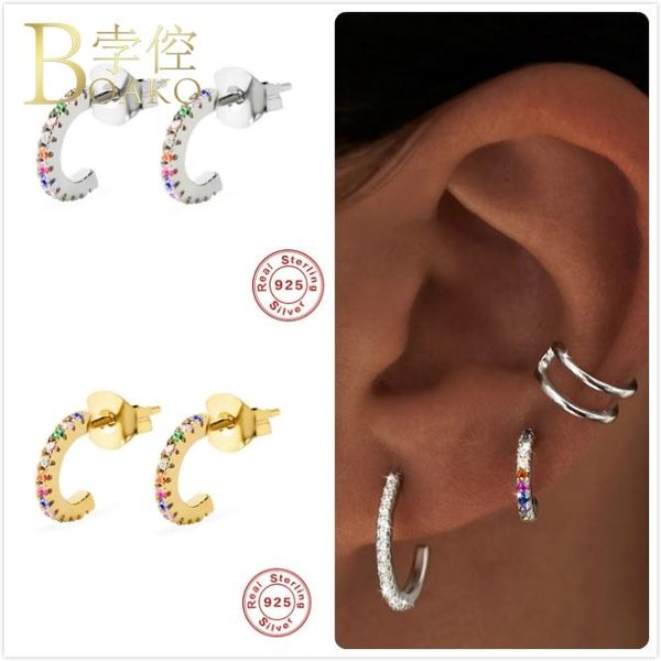stud real 925 silver earrings for women gold rainbow zircon girl ear piercing earring female colorful geometric aretes, Golden;silver
stud real 925 silver earrings for women gold rainbow zircon girl ear piercing earring female colorful geometric aretes, Golden;silver