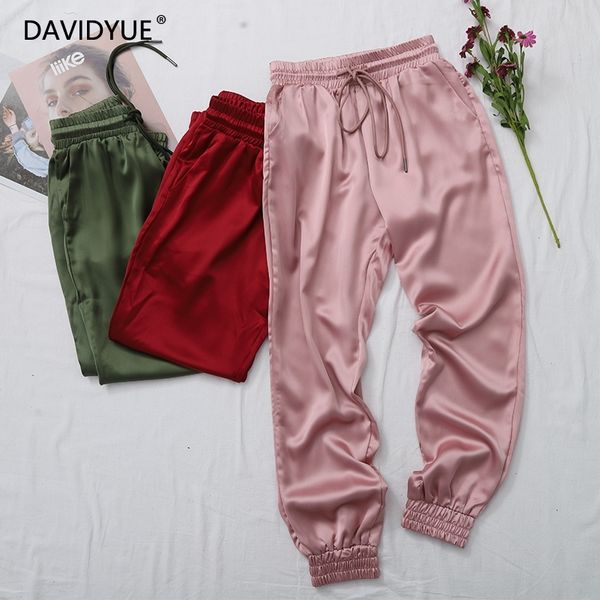 high waist joggers for women satin pants ladies fashion jogger pants women sweat pants winter women trousers elegant black pink y200418, Black;white
high waist joggers for women satin pants ladies fashion jogger pants women sweat pants winter women trousers elegant black pink y200418, Black;white