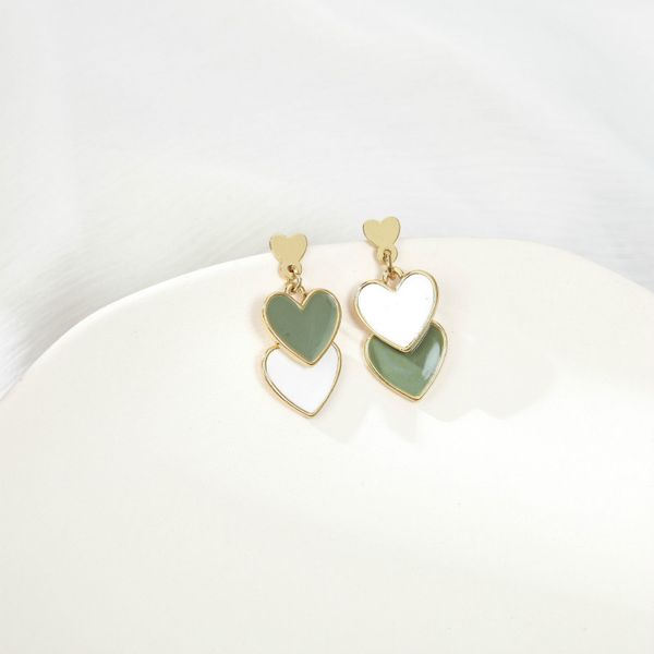 npkds new fashion jewelry earrings delicate design double heart white green dangle drop earrings for girl student party gift, Golden
npkds new fashion jewelry earrings delicate design double heart white green dangle drop earrings for girl student party gift, Golden