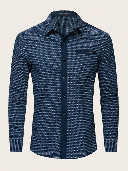 men geo pattern button through shirt e5bz#, White;black 
men geo pattern button through shirt e5bz#, White;black