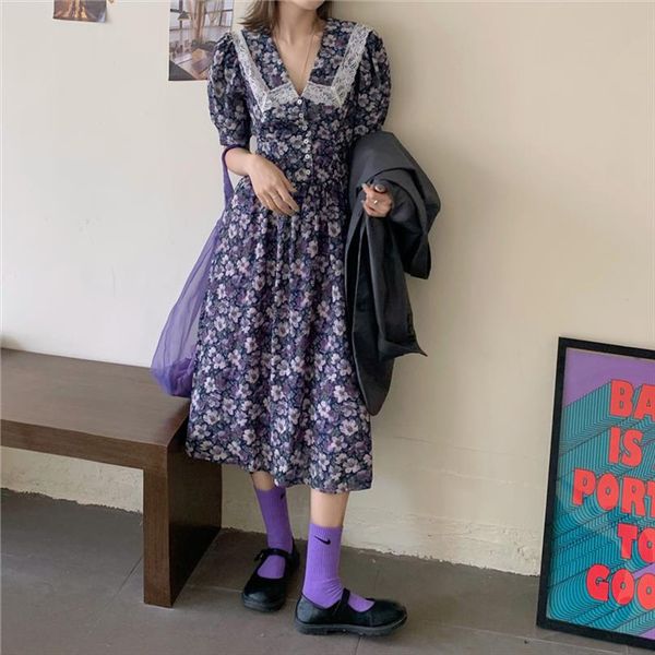 women dress summer elegant short sleeve flowers print dress floral lace patchwork v neck boho beach vestidos femme robe, Black;gray
women dress summer elegant short sleeve flowers print dress floral lace patchwork v neck boho beach vestidos femme robe, Black;gray