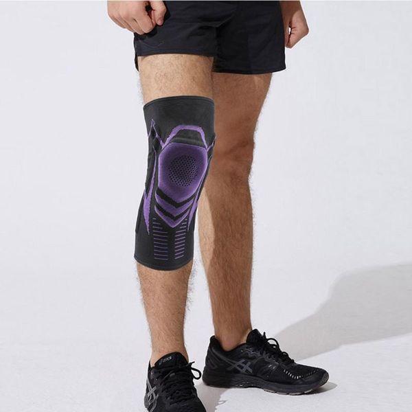 men pressurized elastic knee pads support fitness gear basketball volleyball brace protective, Black;gray