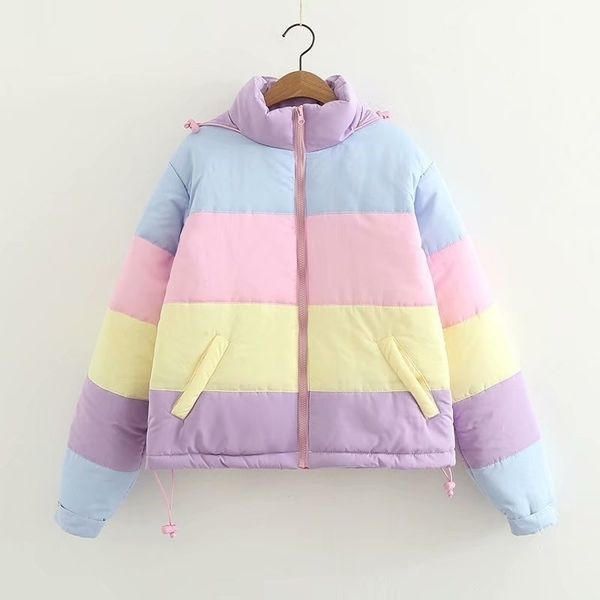 winter thicken rainbow contrast women's down jacket loose padded student winter coat women warm college parka female y201012, Black
winter thicken rainbow contrast women's down jacket loose padded student winter coat women warm college parka female y201012, Black