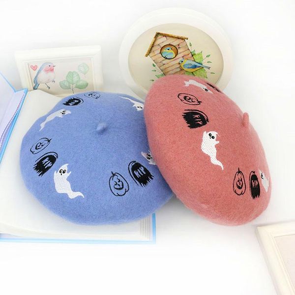 berets 2021 european pumpkin ghost embroidery autumn winter wool women's beret halloween painter hat fashion embroideryberet, Blue;gray
berets 2021 european pumpkin ghost embroidery autumn winter wool women's beret halloween painter hat fashion embroideryberet, Blue;gray