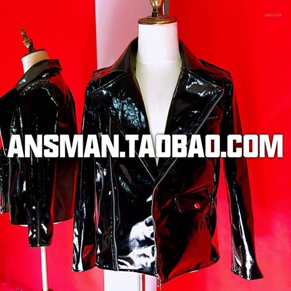 nightclub new bar men singer leather jacket ds mens fashion glossy patent leather coat motorcycle male punk jackets costume1, Black
nightclub new bar men singer leather jacket ds mens fashion glossy patent leather coat motorcycle male punk jackets costume1, Black