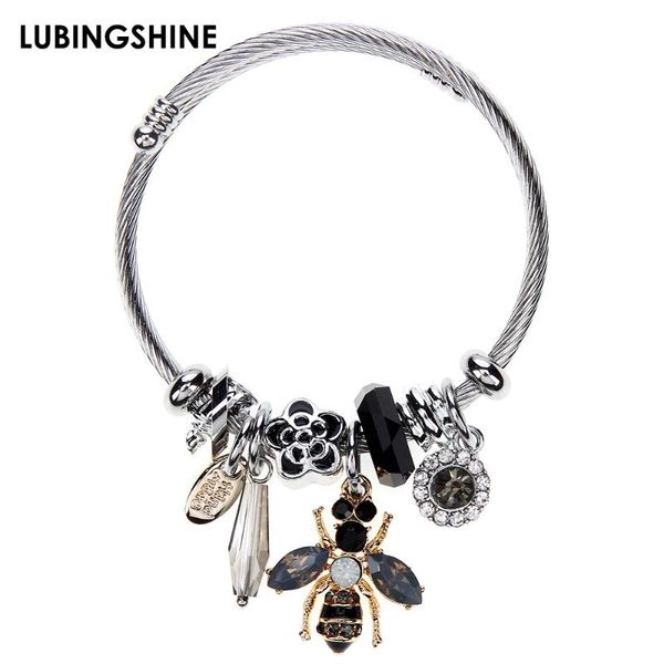crystal bee flower charms bracelets bangles stainless steel bangle bracelet for women girl fashion jewelry gift, Golden;silver
crystal bee flower charms bracelets bangles stainless steel bangle bracelet for women girl fashion jewelry gift, Golden;silver