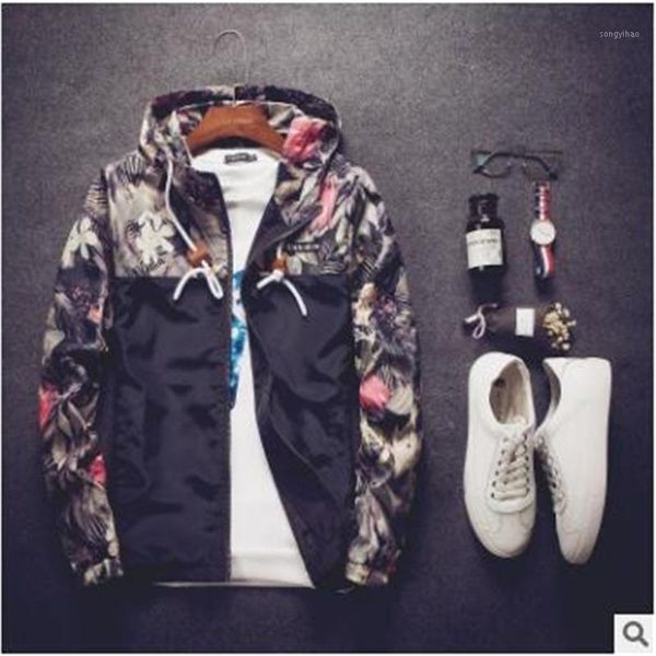 spring autumn fashion outerwear men's printed patchwork zipper hooded jacket outdoor sport casual loose oversize jacket m-5xl1, Black;brown 
spring autumn fashion outerwear men's printed patchwork zipper hooded jacket outdoor sport casual loose oversize jacket m-5xl1, Black;brown