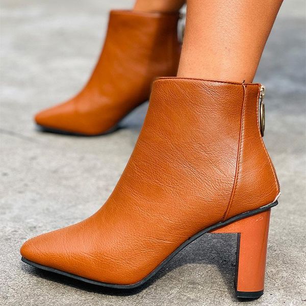women ankle boots female square high heels shoes women cool platform ladies pointed toe zipper pu leather fashion boots, Black
women ankle boots female square high heels shoes women cool platform ladies pointed toe zipper pu leather fashion boots, Black