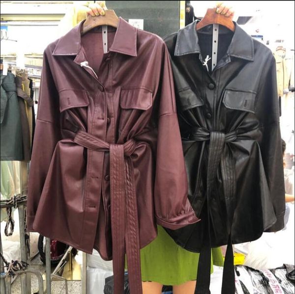 women's leather & faux 2021 spring fall lapel long sleeve medium pu coat for women solid color slim black shirt jackets
women's leather & faux 2021 spring fall lapel long sleeve medium pu coat for women solid color slim black shirt jackets