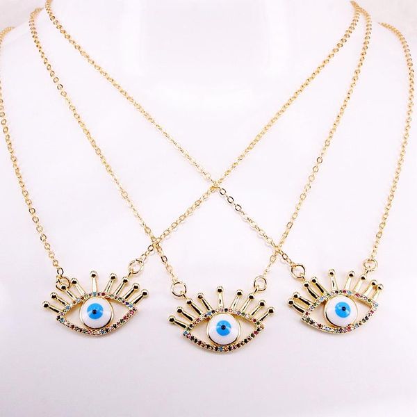 6шт, золотые заполненные радуги кристалл женские ювелирные изделия cz micro pave мода синий глаз кулон ожерелья, Silver
6шт, золотые заполненные радуги кристалл женские ювелирные изделия cz micro pave мода синий глаз кулон ожерелья, Silver