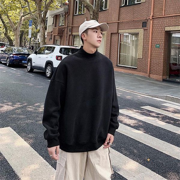 men's sweaters autumn and winter half high collar sweater for korean fashion loose coat, White;black
men's sweaters autumn and winter half high collar sweater for korean fashion loose coat, White;black