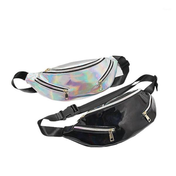 women's laser waist pack fashion slant cross chest bag storage outdoor fashion sports bag silver black /by1
women's laser waist pack fashion slant cross chest bag storage outdoor fashion sports bag silver black /by1