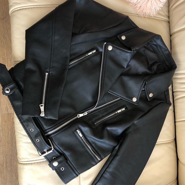 ailegogo new women spring autumn black faux leather jackets zipper basic coat turn-down collar motor biker jacket with belt 201214
ailegogo new women spring autumn black faux leather jackets zipper basic coat turn-down collar motor biker jacket with belt 201214