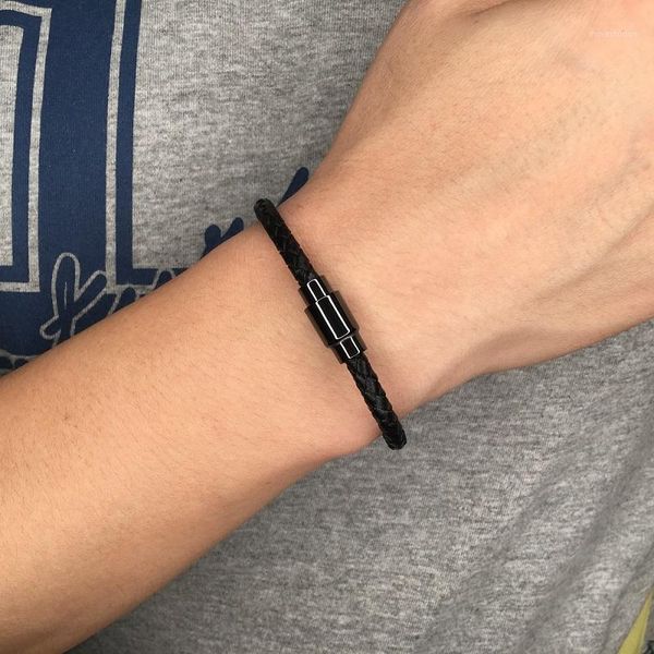 6mm black braided leather men bracelet women jewelry stainless steel magnetic buckle charm wrist band gifts1, Golden;silver
6mm black braided leather men bracelet women jewelry stainless steel magnetic buckle charm wrist band gifts1, Golden;silver