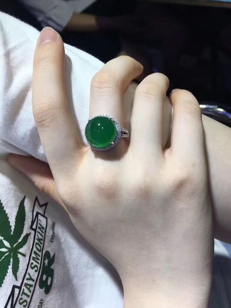 natural chalcedony ring 925 sier inlaid women's gift electroplated platinum jewelry emerald green, Silver
natural chalcedony ring 925 sier inlaid women's gift electroplated platinum jewelry emerald green, Silver