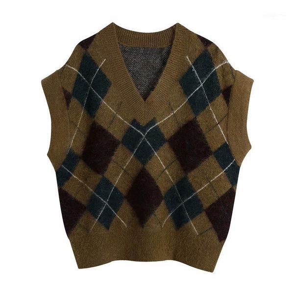 women's sweaters women autumn argyle wool knitted vest sweater 2021 vintage v-neck sleeve loose female fashion street waistcoat coats1, White;black
women's sweaters women autumn argyle wool knitted vest sweater 2021 vintage v-neck sleeve loose female fashion street waistcoat coats1, White;black