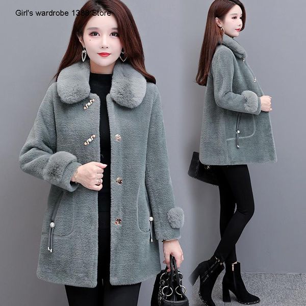women's wool & blends golden mink coat 2021 slim and slim, woolen cardigan is thickened, Black
women's wool & blends golden mink coat 2021 slim and slim, woolen cardigan is thickened, Black