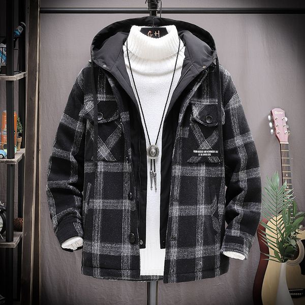 men's winter new korean trend thickened short lattice warm leisure student down cotton padded jacket, Black
men's winter new korean trend thickened short lattice warm leisure student down cotton padded jacket, Black