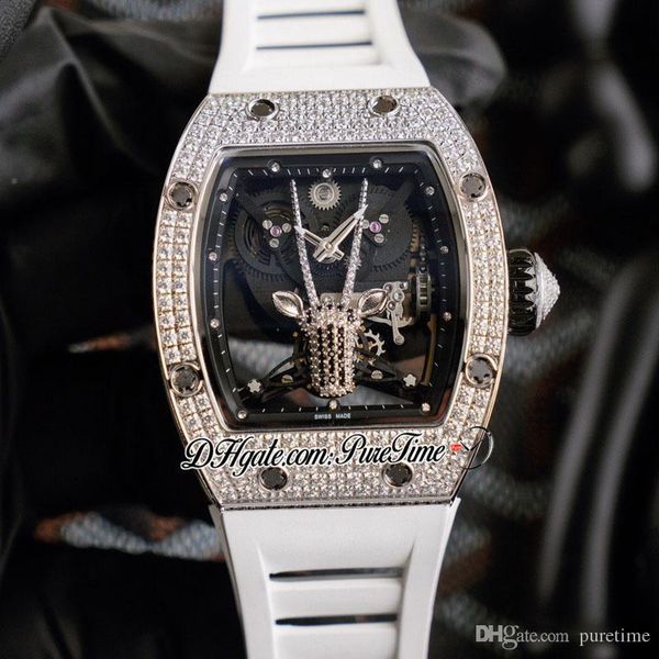 twf full diamonds case 3d goat diamond skeleton dial miyota 8215 automatic mens watch white rubber super edition rm011 rm052 puretime 281a1, Slivery;brown
twf full diamonds case 3d goat diamond skeleton dial miyota 8215 automatic mens watch white rubber super edition rm011 rm052 puretime 281a1, Slivery;brown