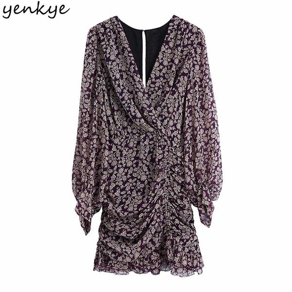 yenkye vintage floral print draped dress women cross v neck long sleeve bodycon mini dress female summer chiffon vestido, Black;gray
yenkye vintage floral print draped dress women cross v neck long sleeve bodycon mini dress female summer chiffon vestido, Black;gray