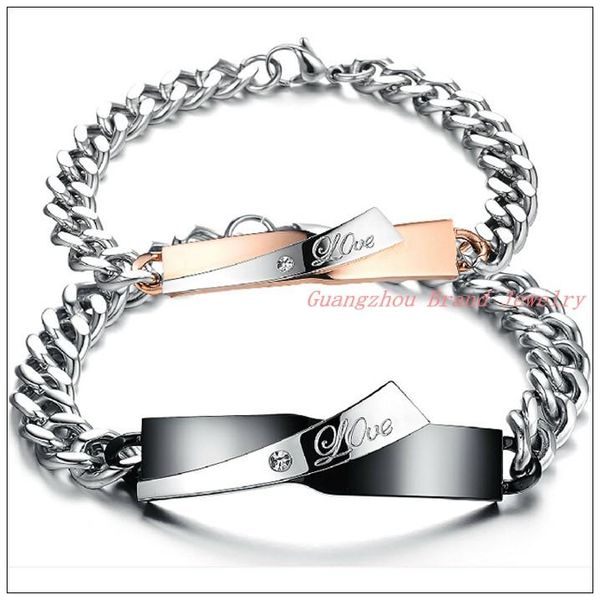 promotilovers couples jewelry black/rose gold stainless steel silver color curb chain bracelet bangle engraved cz inlaid
promotilovers couples jewelry black/rose gold stainless steel silver color curb chain bracelet bangle engraved cz inlaid