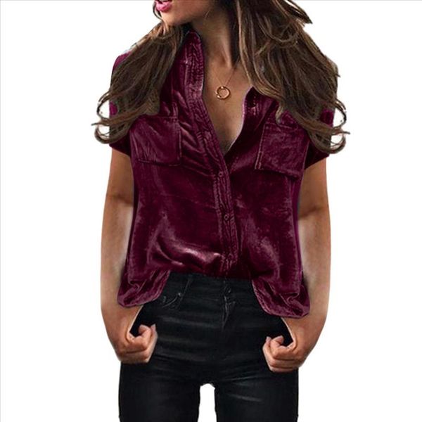 sagace womens blouse solid velvet turn dowm collar short sleeve pockets shirt blouse short sleeve shirt casual top, White
sagace womens blouse solid velvet turn dowm collar short sleeve pockets shirt blouse short sleeve shirt casual top, White