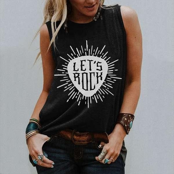 womens round neck letter lets rock printing casual vest aesthetic clothing female harajuku graphic popular sleeveless t shirts, White
womens round neck letter lets rock printing casual vest aesthetic clothing female harajuku graphic popular sleeveless t shirts, White