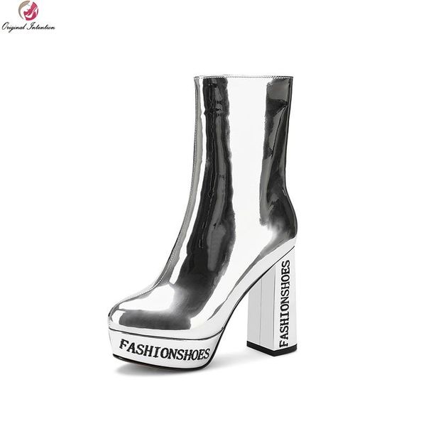 original intention popular women platform ankle boots round toe chunky heels boots silver shoes woman plus size 3-13, Black
original intention popular women platform ankle boots round toe chunky heels boots silver shoes woman plus size 3-13, Black