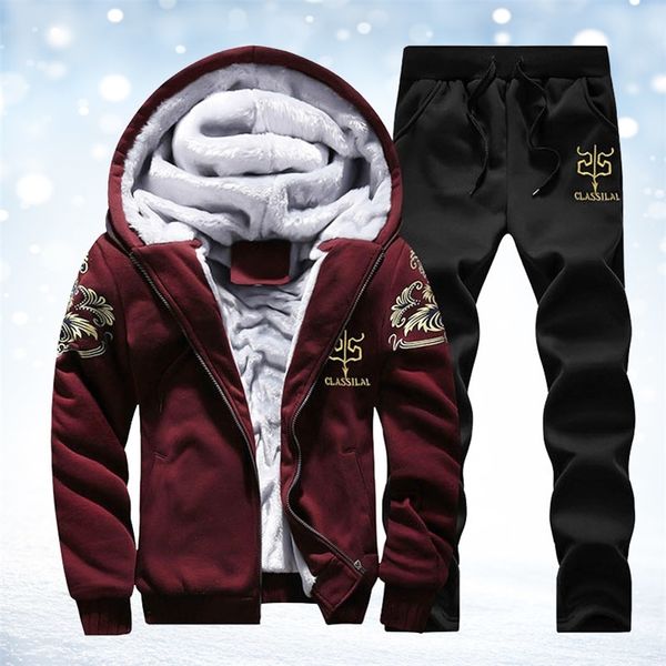 winter tracksuit mens warm jacket+pant set fleece hooded thicken sweatershirt causal tracksuits men fashion print track suit lj201124, Gray
winter tracksuit mens warm jacket+pant set fleece hooded thicken sweatershirt causal tracksuits men fashion print track suit lj201124, Gray