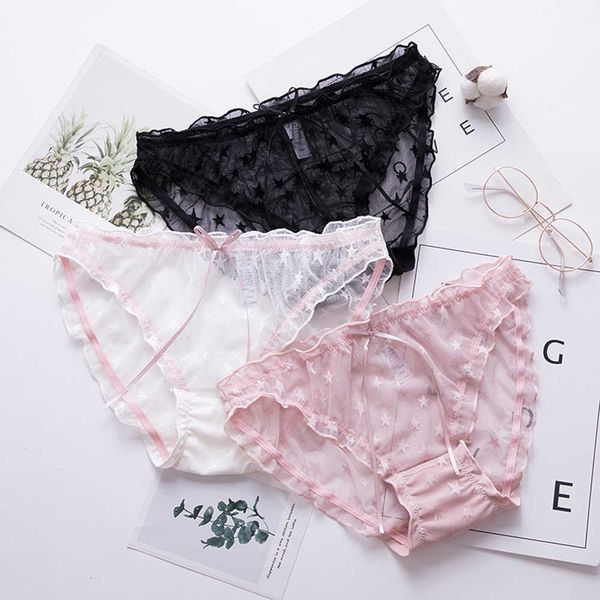 new women's underwear transparent lace panties female net yarn stars seamless cute ladies under bow low waist briefs, Black;pink
new women's underwear transparent lace panties female net yarn stars seamless cute ladies under bow low waist briefs, Black;pink
