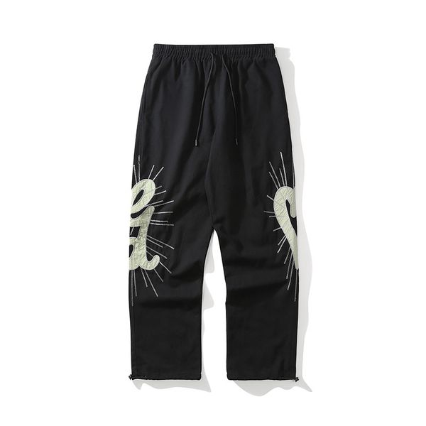 high street drawstring reflective musical pattern cargo pants straight feet elastic loose casual trousers, Black
high street drawstring reflective musical pattern cargo pants straight feet elastic loose casual trousers, Black