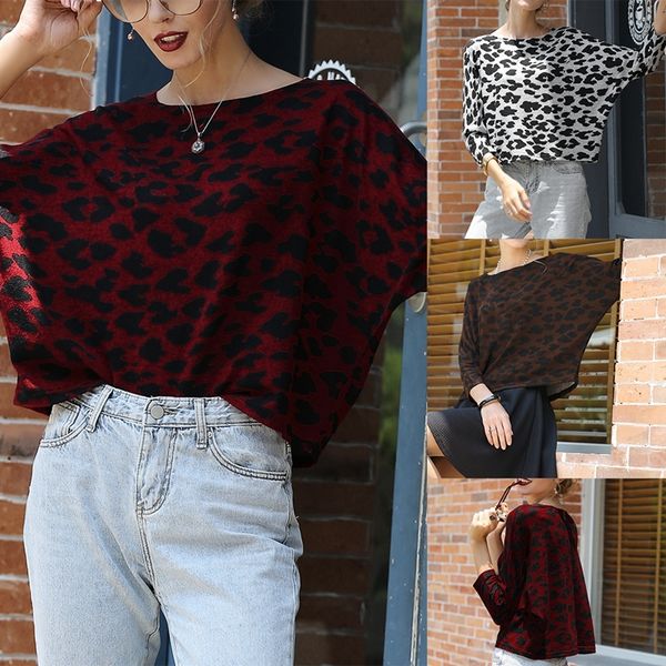 leopard pullover knitted round neck and bottom seven sleeve bat shirt women's sweater, White;black
leopard pullover knitted round neck and bottom seven sleeve bat shirt women's sweater, White;black