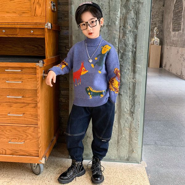 2020 winter new clothing children's middle school boys' dinosaur sweater round neck pullover, Blue
2020 winter new clothing children's middle school boys' dinosaur sweater round neck pullover, Blue