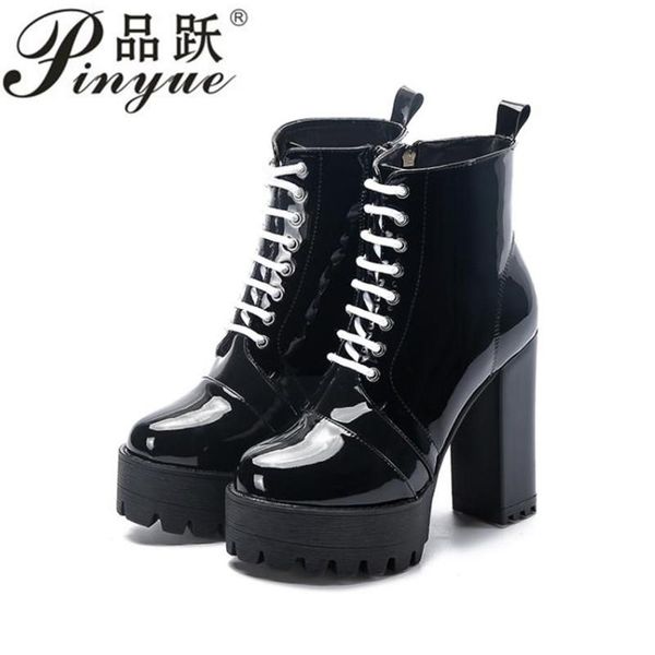 ankle boots women faux leather platform block chunky thick ultra high heel gladiator shoes bootie european size 34--39, Black
ankle boots women faux leather platform block chunky thick ultra high heel gladiator shoes bootie european size 34--39, Black