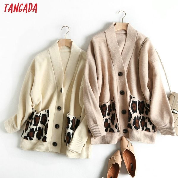tangada women autumn oversized cardigan v neck leopard pockets sweater long sleeve lady knitted cardigan coat bc15 y200106, White;black
tangada women autumn oversized cardigan v neck leopard pockets sweater long sleeve lady knitted cardigan coat bc15 y200106, White;black