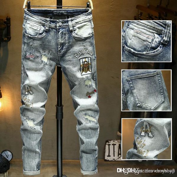 new mens distressed ripped biker jeans slim fit motorcycle biker denim for men fashion designer hip hop mens jeans luxury jeans, Blue
new mens distressed ripped biker jeans slim fit motorcycle biker denim for men fashion designer hip hop mens jeans luxury jeans, Blue