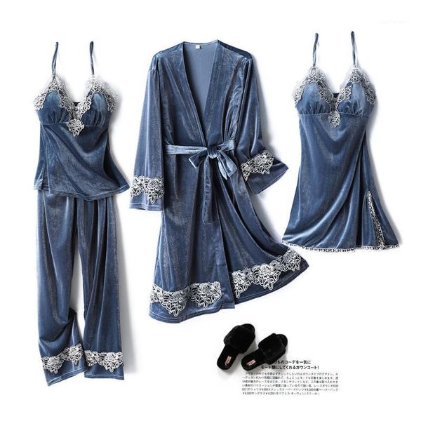 women's pajamas golden velvet four-piece pajamas long sleeve autumn and winter home suit sleepwear set1, Black;red
women's pajamas golden velvet four-piece pajamas long sleeve autumn and winter home suit sleepwear set1, Black;red