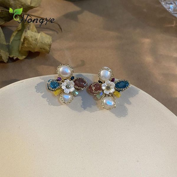 stud hongye trendy flower natural freshwater pearls earrings for women retro colorful stone simple party brincos jewelry, Golden;silver
stud hongye trendy flower natural freshwater pearls earrings for women retro colorful stone simple party brincos jewelry, Golden;silver