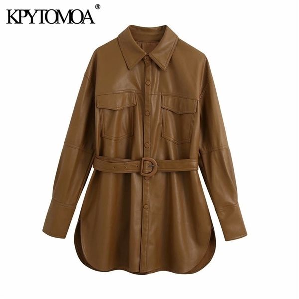kpytomoa women fashion with belt faux leather loose jacket coat vintage long sleeve pockets female outerwear chic 201223, Black
kpytomoa women fashion with belt faux leather loose jacket coat vintage long sleeve pockets female outerwear chic 201223, Black
