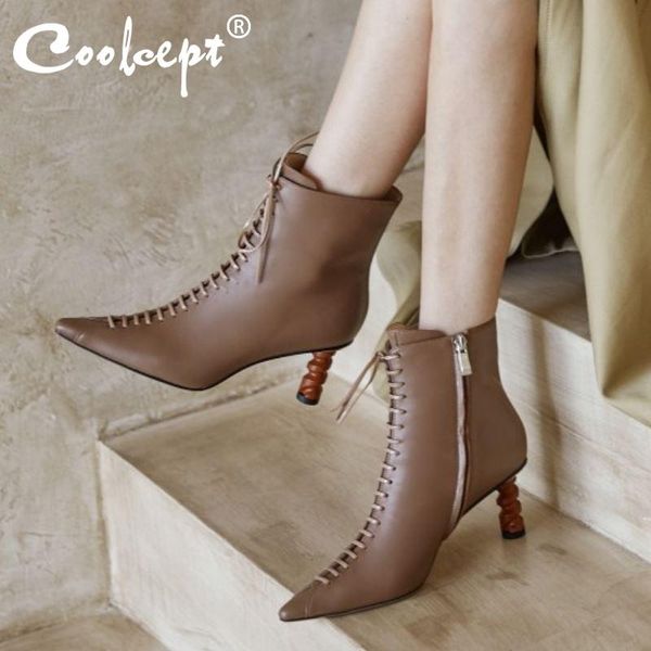 coolcept women high heel boots real leather strange heel pointed toe women autumn winter shoes footwear size 33-40, Black
coolcept women high heel boots real leather strange heel pointed toe women autumn winter shoes footwear size 33-40, Black