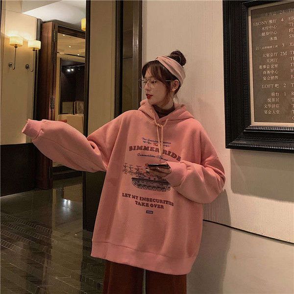 super fire cec plush hooded sweater women's autumn winter korean loose lazy wind student long sleeve jacket, Black
super fire cec plush hooded sweater women's autumn winter korean loose lazy wind student long sleeve jacket, Black