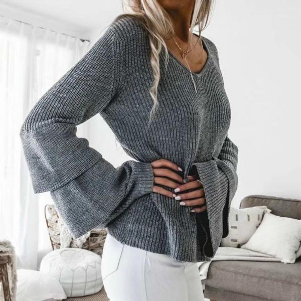 autumn winter new style sweaters for women layered ruffled sleeve v neck warm knitted sweater loose feminina sueter1, White;black
autumn winter new style sweaters for women layered ruffled sleeve v neck warm knitted sweater loose feminina sueter1, White;black