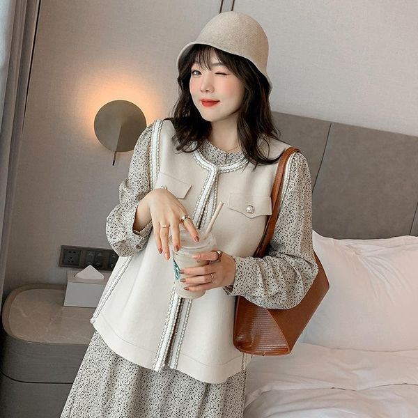 women's vests 2021 small fragrance knit vest sweater jacket short loose women, Black;white
women's vests 2021 small fragrance knit vest sweater jacket short loose women, Black;white