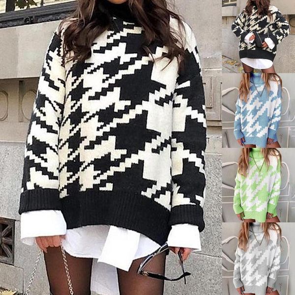 autumn winter women turtleneck geometric print pullover long sleeve knit sweater1, White;black
autumn winter women turtleneck geometric print pullover long sleeve knit sweater1, White;black