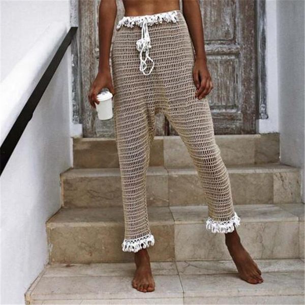 summer knitted tassel hollow out beach pants women see through mesh trousers women sunscreen crochet pants pantalones mujer, Black;white
summer knitted tassel hollow out beach pants women see through mesh trousers women sunscreen crochet pants pantalones mujer, Black;white